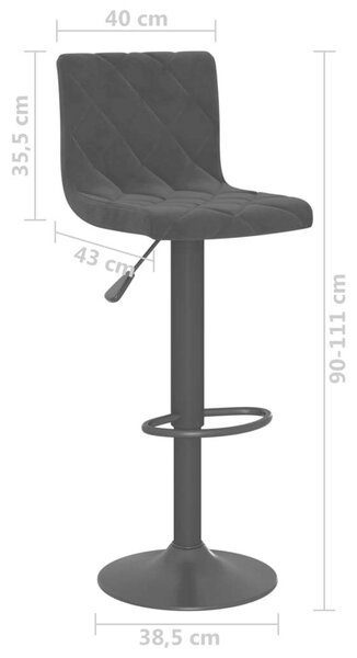 VIDAXL - Bársony Bárszék - 2 db - Fekete