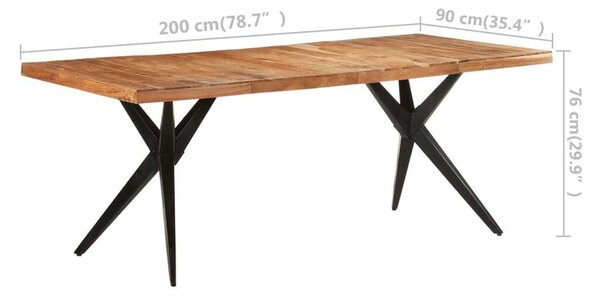 Tömör akácfa étkezőasztal 200 x 90 x 76 cm