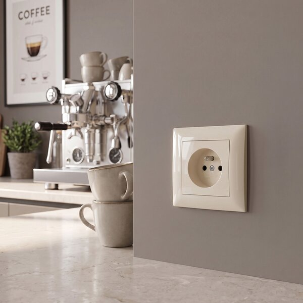 Egyszeres földelt aljzat kerettel OSTE JNH001-G Beige