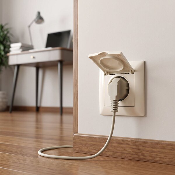Egyszeres földelt aljzat és fedéllel OSTE JNH005-G Beige