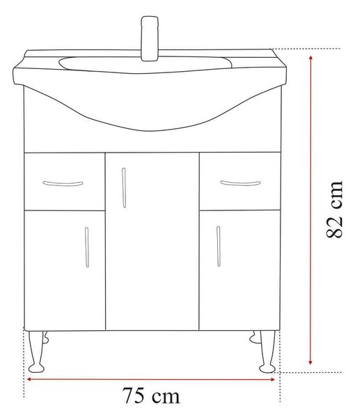 Bianca Prime Fürdőszobabútor 75 cm
