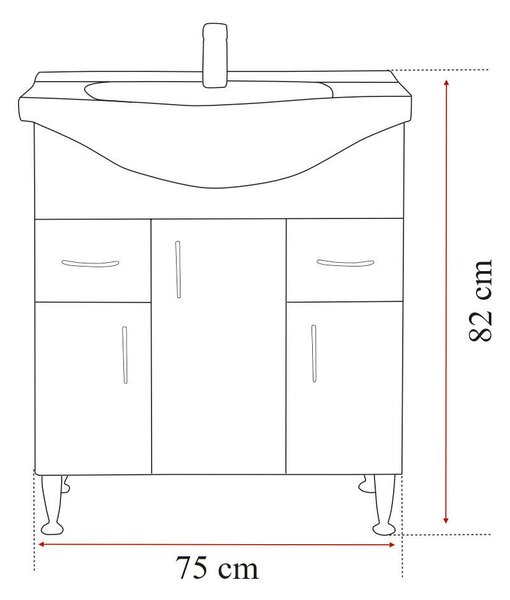Bianca Prime Fürdőszobabútor 75 cm