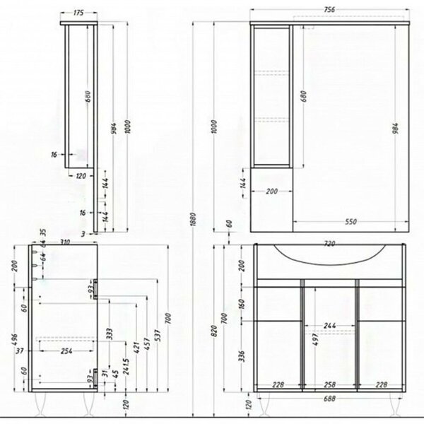 Bianca Plus Fürdőszobabútor - 75 cm