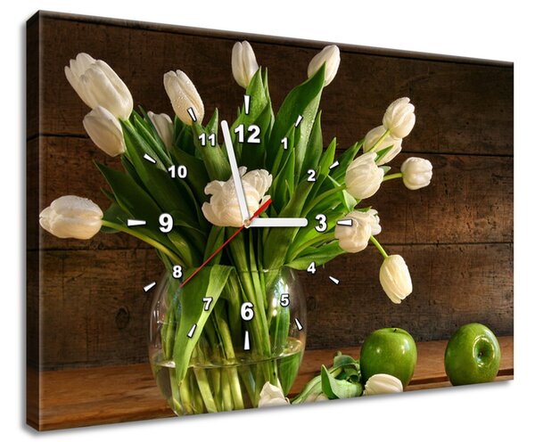 Gario Órás falikép Elbuvölo fehér tulipánok Méret: 60 x 40 cm