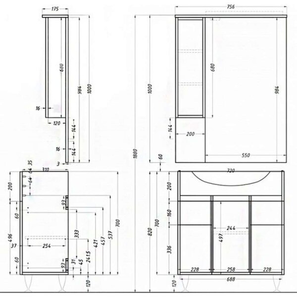 Bianca Plus Fürdőszobabútor - 75 cm