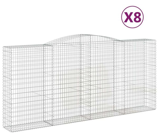 VidaXL 8 db íves horganyzott vas gabion kosár 400x50x180/200 cm