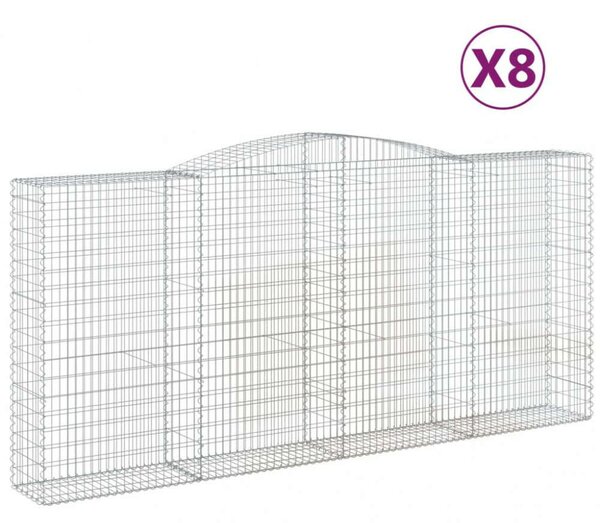 VidaXL 8 db íves horganyzott vas gabion kosár 400x50x180/200 cm