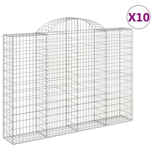 VidaXL 10 db íves horganyzott vas gabion kosár 200x30x140/160 cm