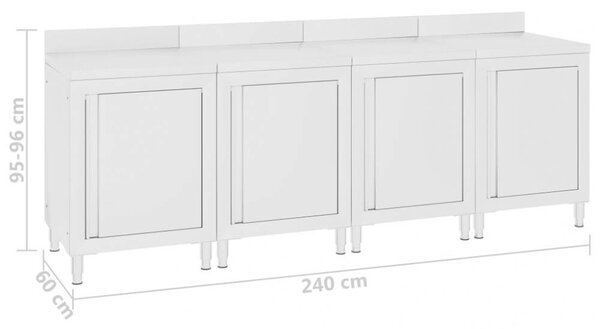 VidaXL Rozsdamentes Acél Munkapultszekrény - 240cm