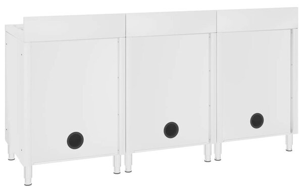 VidaXL Három Rekeszes Mosogató - Rozsdamentes Acél - 180x60cm