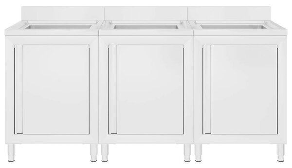 VidaXL Három Rekeszes Mosogató - Rozsdamentes Acél - 180x60cm