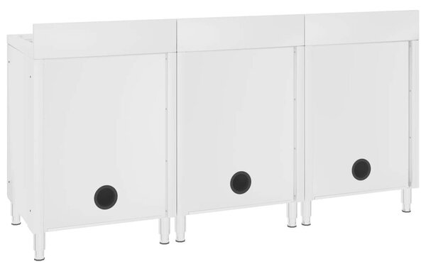 VidaXL Három Rekeszes Mosogató - Rozsdamentes Acél - 180x60cm