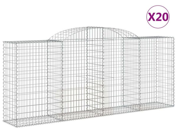 VidaXL 20 db íves horganyzott vas gabion kosár 300x50x120/140 cm
