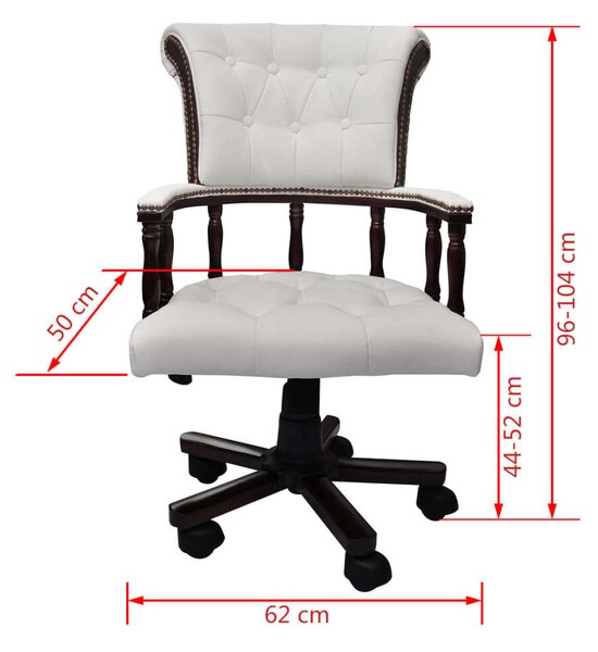 Elegáns Fehér Forgó Irodai szék - Textil-Bőr - Állítható Magasság