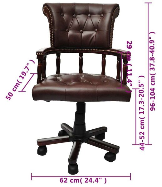 VidaXL elegáns Barna Forgó Irodai szék ,Textil-Bőr, 62x50x(96-104)cm