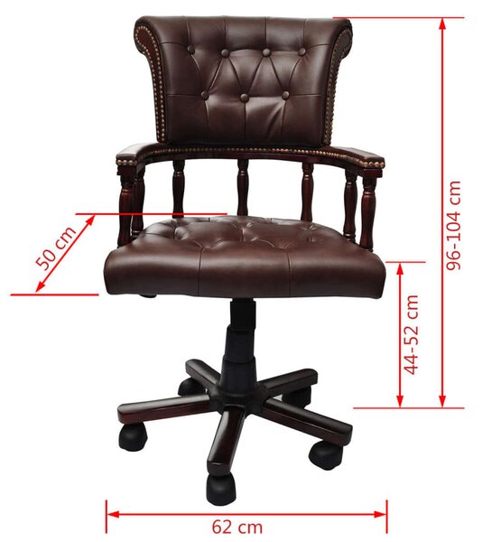 VidaXL elegáns Barna Forgó Irodai szék ,Textil-Bőr, 62x50x(96-104)cm