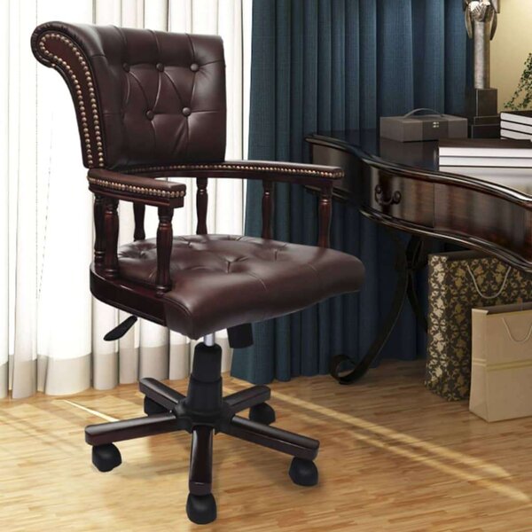 VidaXL elegáns Barna Forgó Irodai szék ,Textil-Bőr, 62x50x(96-104)cm