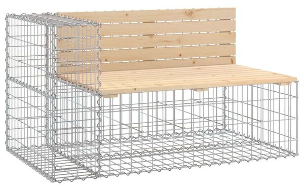 Tömör fenyőfa kerti pad gabion kosárral