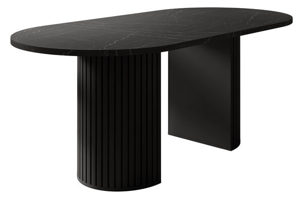 Asztal Comfivo Ulma, 75x90cm, Fekete márvány, Fekete