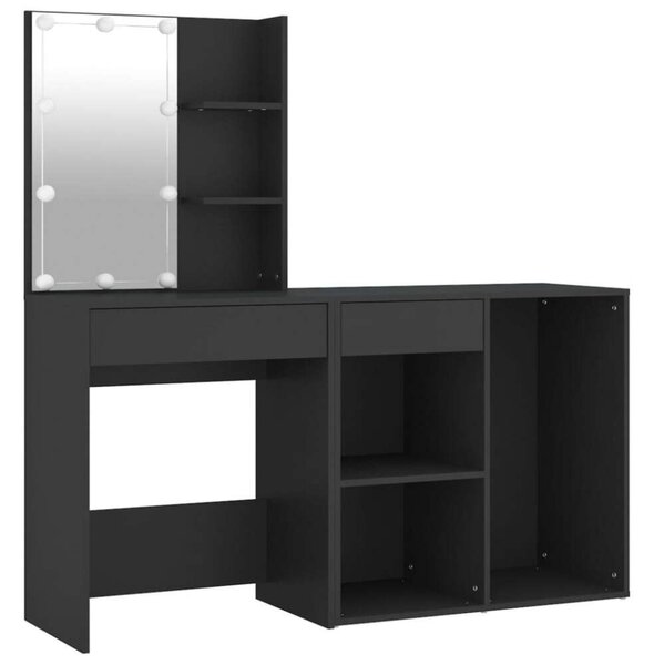 Elegáns LED-es Sminkasztal Szekrény - Fekete
