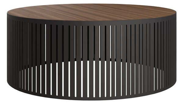 Dohányzóasztal Prunis, Laminált forgácslap, Fém, 30cm, Fekete, Dió, Összeszerelve szállítva