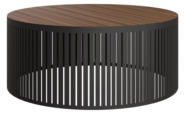 Dohányzóasztal Prunis I, Laminált forgácslap, Fém, 25cm, Dió, Fekete, Összeszerelve szállítva