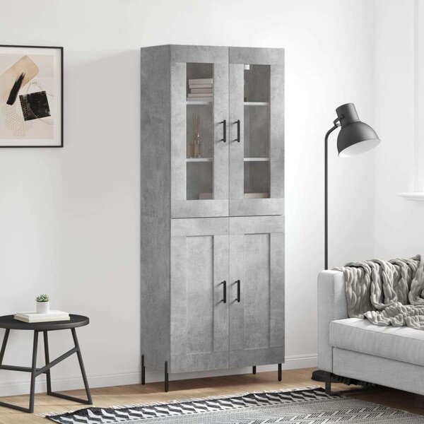 Modern Fa Magasszekrény - Betonszürke - 180 cm