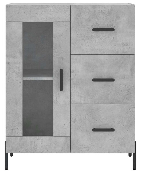 Betonszürke szerelt fa magasszekrény 69,5 x 34 x 180 cm