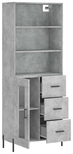 Betonszürke szerelt fa magasszekrény 69,5 x 34 x 180 cm