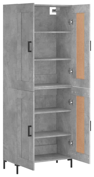 Betonszürke szerelt fa magasszekrény 69,5 x 34 x 180 cm