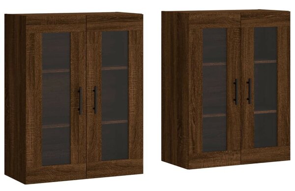 VidaXL 2 db barna tölgyszínű szerelt fa fali szekrény