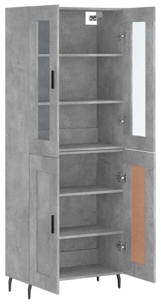 Betonszürke szerelt fa magasszekrény 69,5 x 34 x 180 cm