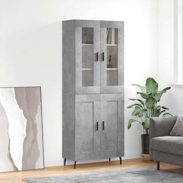 Betonszürke szerelt fa magasszekrény 69,5 x 34 x 180 cm