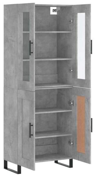 Betonszürke szerelt fa magasszekrény 69,5 x 34 x 180 cm
