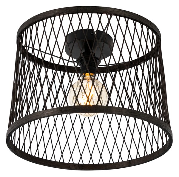 Rusztikus mennyezeti lámpa fekete rattan 40 cm IP44 - Calamus