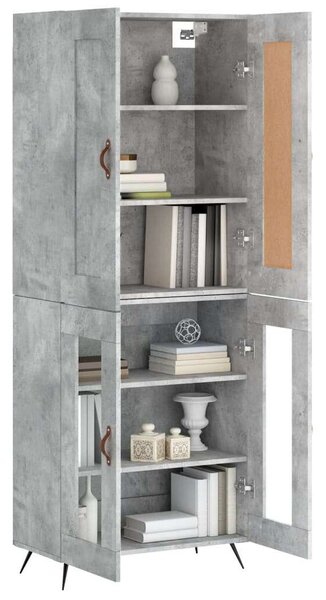 VIDAXL Beton Szürke Magasszekrény - 69,5x34x180 cm