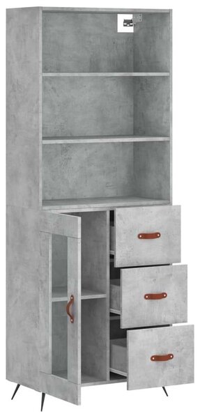 Betonszürke szerelt fa magasszekrény 69,5 x 34 x 180 cm