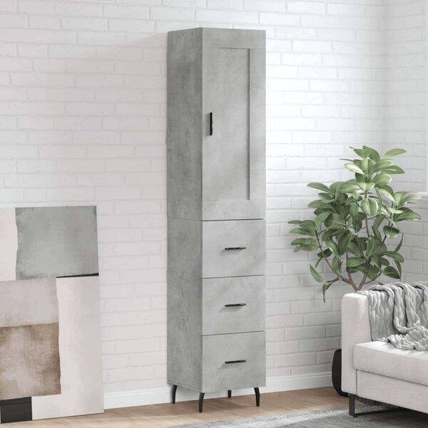 Modern Magasszekrény - Beton Szürke - 34,5x34x180 cm