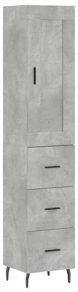 Modern Magasszekrény - Beton Szürke - 34,5x34x180 cm