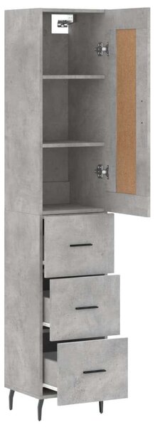 Modern Magasszekrény - Beton Szürke - 34,5x34x180 cm