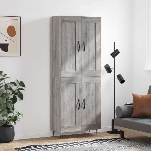 Szürke sonoma szerelt fa magasszekrény 69,5 x 34 x 180 cm