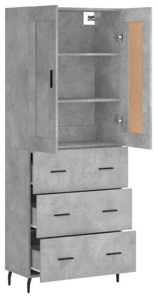 Modern Magas Szekrény - Beton Szürke - 180 cm