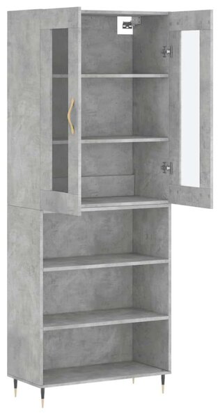 Betonszürke szerelt fa magasszekrény 69,5 x 34 x 180 cm