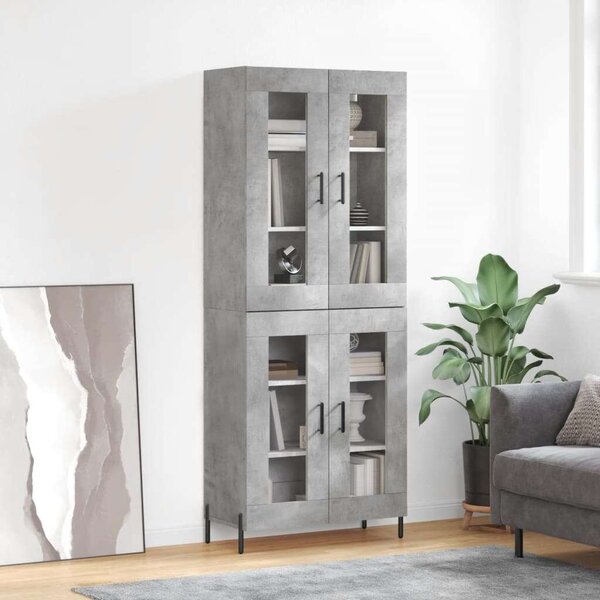 VIDAXL Vitrine Szekrény - Betonszürke - 69,5x34x180 cm