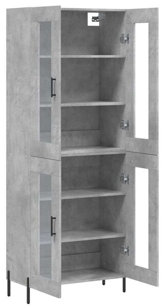 VIDAXL Vitrine Szekrény - Betonszürke - 69,5x34x180 cm