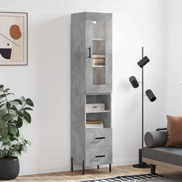 Modern Magasszekrény - Betonszürke - 34,5x34x180 cm