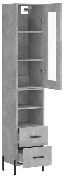 Modern Magasszekrény - Betonszürke - 34,5x34x180 cm