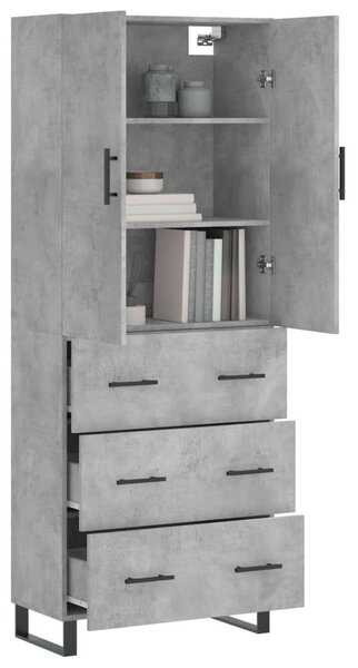 Modern Magasszekrény - Beton Szürke - 69,5x34x180 cm