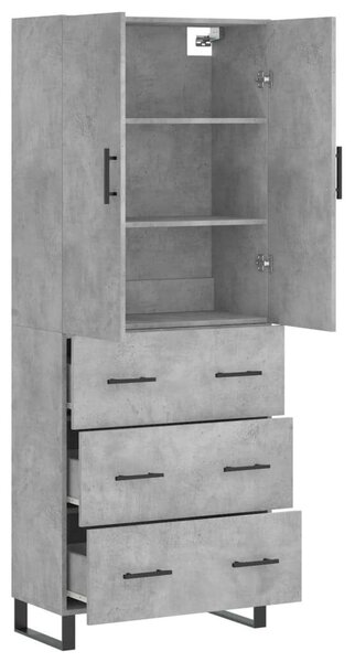 Modern Magasszekrény - Beton Szürke - 69,5x34x180 cm