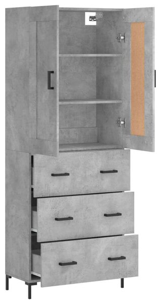 Betonszürke szerelt fa magasszekrény 69,5 x 34 x 180 cm